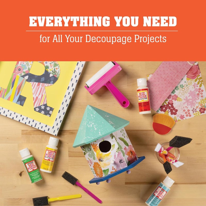 Mod Podge , Essential Decoupage Kit, Featuring 8 Formulas and 10 Tools, Perfect for DIY Arts and Crafts Projects - Image 2